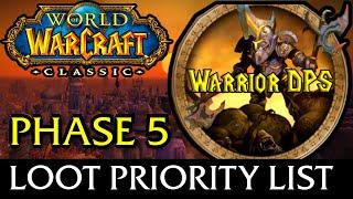 WOW Classic - Warrior BIS loot priority list Phase 5