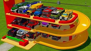 TRANSPORTING FIRE ENGINES & LADDER EMERGENCY TRUCKS WITH BIG TRAIN! Farming Simulator 22