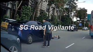 9oct2024 jurong town hall road pedestrian jaywalk hit by #phv toyota prius