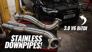 Our A6 3.0 V6 BiTDI gets 3" Stainless Downpipes! Sound test