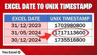 Convert Excel Date To UNIX Timestamp