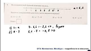 ОГЭ. Математика. Задание 7. На координатной прямой отмечено число а ...