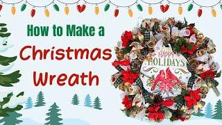 How To Make A Christmas Wreath ~ 10" Deco Mesh Christmas Wreath DIY  Christmas Wreath Tutorial