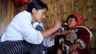 manjita cooks  lunch and eats  with son Niyabung || shepherd life of Nepal @manjitacooking