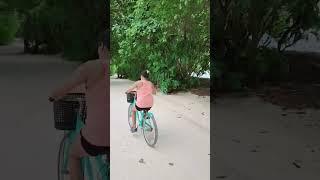 Cycling in Maldives Resort. #maldives #holidays #trip #couple #honeymoon #girl #fun #wife #cycling