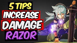 5 TIPS TO DO MORE DAMAGE/DPS FOR RAZOR GENSHIN IMPACT | (RAZOR DPS BUILD)