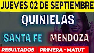 Quinielas Primera y matutina de Santa fé y Mendoza Jueves 2 de Septiembre