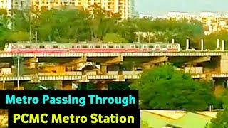 Pune Metro Passing Through PCMC Metro Station .. A Rare Footage