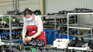 Chinese Factory Large Scale Production of Safety Shoes, Safeguarding Global Workers