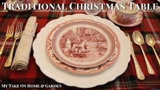 Traditional Christmas Table Featuring Spode Red Transferware and Plaid!!!