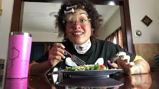 Pasta Alfredo w/ Spring Mix Caesar Salad (Mukbang) (B.A.N.) Eat w Me Fatsos jk luv u I’m srs bu-