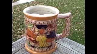 Antique Mustache Mini Beer Stein Cup Ceramic Late 1800's Unique Old Rare