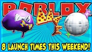 PIZZA LAUNCHING TIMES THIS WEEKEND TO GET ALL PIZZA PARTY ITEMS (Roblox) | Mohawk, Disco Ball & Afro