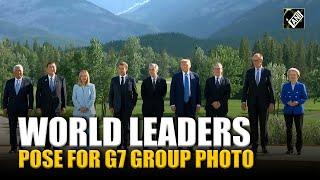 Top world leaders gather for official G7 summit photo session during high-level talks in Canada