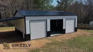 Grizzly Steel Structures - 30x40 Garage w/ 12x30 Lean-to