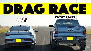 Ford Ranger Raptor Races Elantra N In A Drag And Roll Race