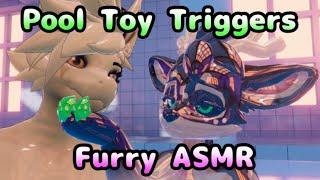 [Furry ASMR] Pool Toy Triggers /Ft. Fluffy Spirits ASMR/(Latex, Kissing)