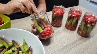 Canned okra with tomatoes! Another addition for the winter!