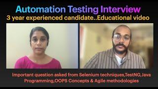 Automation Testing Interview | 3 year experienced candidate | Selenium | JAVA | TestNG