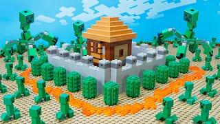 1000 Creepers Attack Defence in the Safest House in Minecraft - LEGO Minecraft Animation