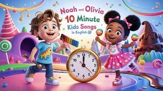  Noah and Olivia - 10 Minute Fun Kids Songs In English! 