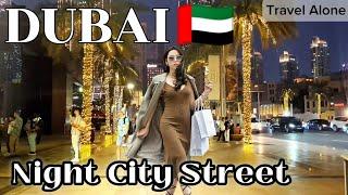 Evening Dubai Street Life Downtown To Burj Khalifa Dubai Walking Tour 4K