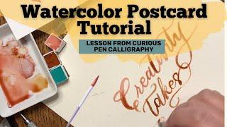 Calligraphy Subscription Box | Pentel Aquash Watercolor Lettering with Curious Pen Calligraphy | DIY