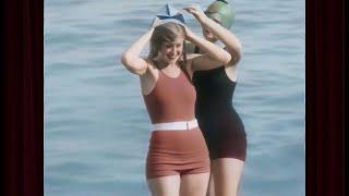1920s Beach Life [120fps] Roaring 20s Colorized and Enhanced w/sound