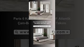 Paris 6 Kapaklı Komple MDF Atlantik Çam-Beyaz Yatak Odası Takımı