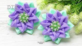 Летние Бантики Канзаши из репсовых лент DIY Summer Cute Bows