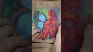 БабочкаРисую двумя рукамимасляной пастелью   #oilpastel #speedpaint #smltart #drawing #chellenge