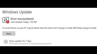 Fix Error A current driver on your PC may be better than the driver we’re trying to install