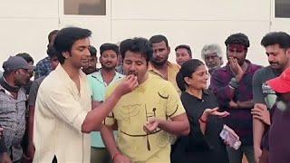 SivaKarthikeyan celebrating his birthday with Jayam Ravi & Atharva at Parasakthi shooting spot