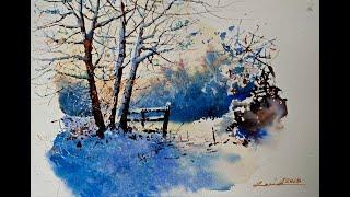 Watercolour Painting Tutorial : Winter Landscape