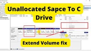 How to add unallocated space to C Drive without any software | Can't extend C drive unallocated