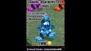 Ranking msm monsters Forms  credit @Evolayersen #mysingingmonsters #shorts