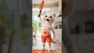 Kitten Holding a Knife?! The Plot Twist Had Me Screaming!  #cat #catlovers #shorts #police #story
