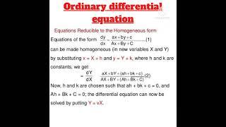Differential equations Reducible to the Homogeneous form#maths #ode#shorts #studyforgovernmentjob's
