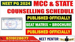 NEET PG 2024 ll MCC and State Counseling Schedule Published ll Latest Updates ll Official Notifice