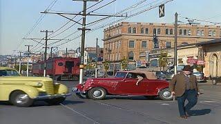 California 1940s in color, Oakland, Berkeley [60fps,Remastered] w/sound design added