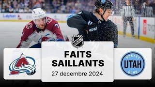 Avalanche vs Club de hockey de l'Utah 27/12/24 | Faits saillants