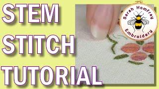 Stem stitch & Outline stitch | Beginners hand embroidery stitches flosstube video tutorial