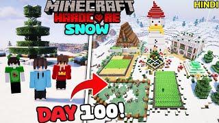 We Survived 100 Days in SNOW ONLY World in Minecraft Hardcore...