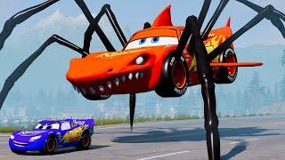 Live Epic escape from Zombie Lightning McQueen, McQueen Long Legs Eater | BeamNG.Drive