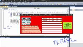 {VB.net} Difference Between 2 Dates/Times-Timespan Tutorial