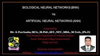 BIOLOGICAL NEURAL NETWORKS (BNNs) Vs ARTIFICIAL NEURAL NETWORKS (ANNs)