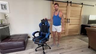 Ergonomic Gaming Chair with Footrest, PU Leather Video Game Chairs for Adults, Reclining Gamer