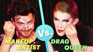 Makeup Artist Vs. Drag Queen Makeup Challenge