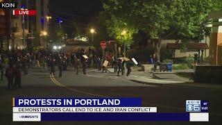 Protests in Portland rally against ICE, possible war in Iran