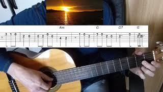 Guitar lesson - O sole mio - Easy Guitar melody tutorial + TAB